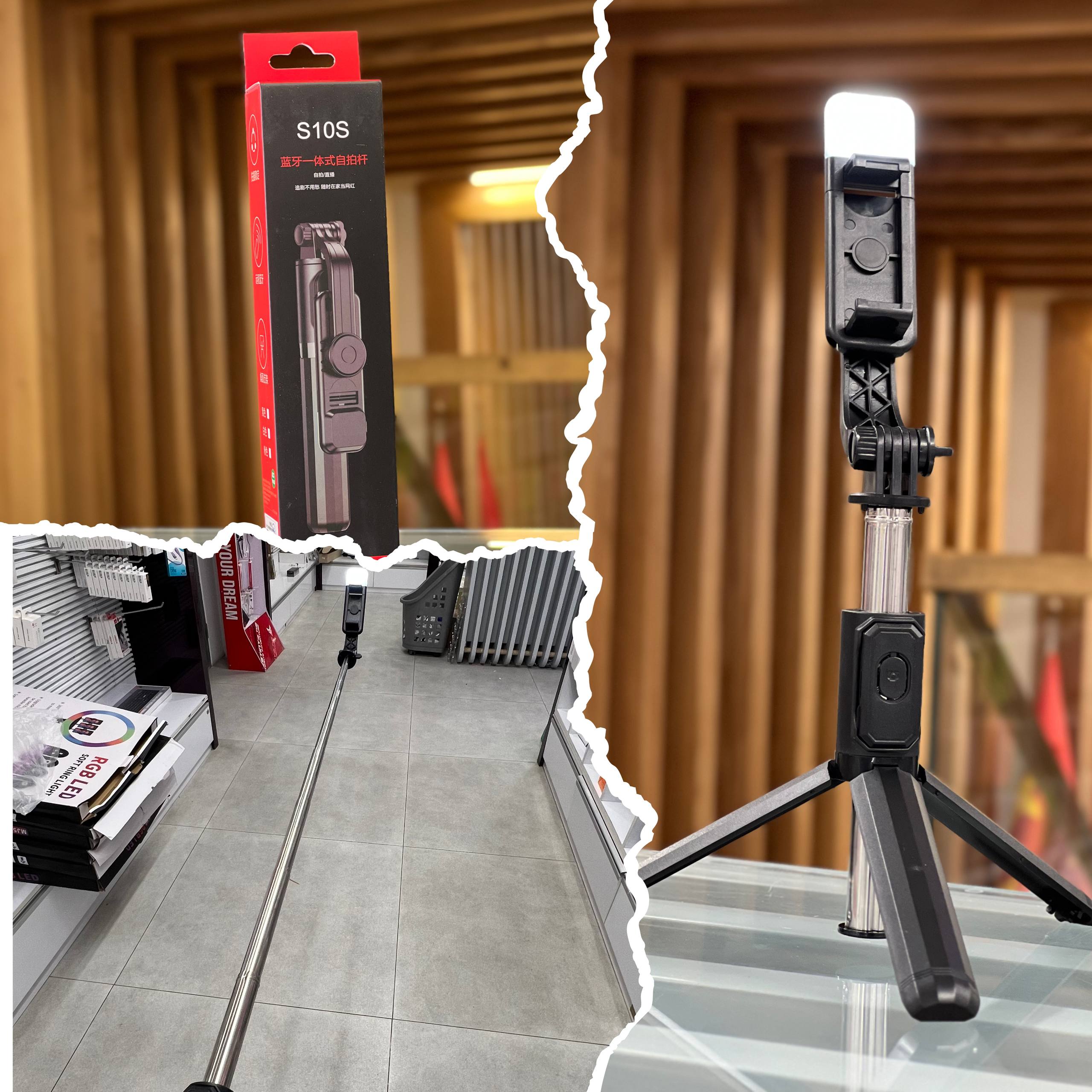 مونوپاد سه پایه چراغ دار مدل S10S